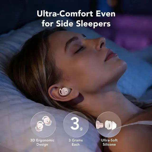 Alt view image 3 of 5 - MINISO MS217 Sleep Earbuds, Mini in-Ear Design for Side Sleepers, Real-Time AI Translation, 165 Languages & 8Translation Mode, Clear Calls and Music, Bluetooth 6.0, Ideal for Sleep/Work.Pink