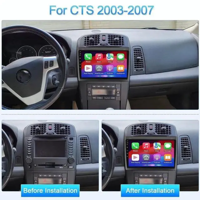 Alt view image 2 of 5 - Car Stereo Radio Fit for Cadillac CTS 2003-2007, 10" Touchscreen Car Radio Receivers with Carplay Android Auto GPS Head Unit Bluetooth WiFi Backup Camera - 2G+32GB