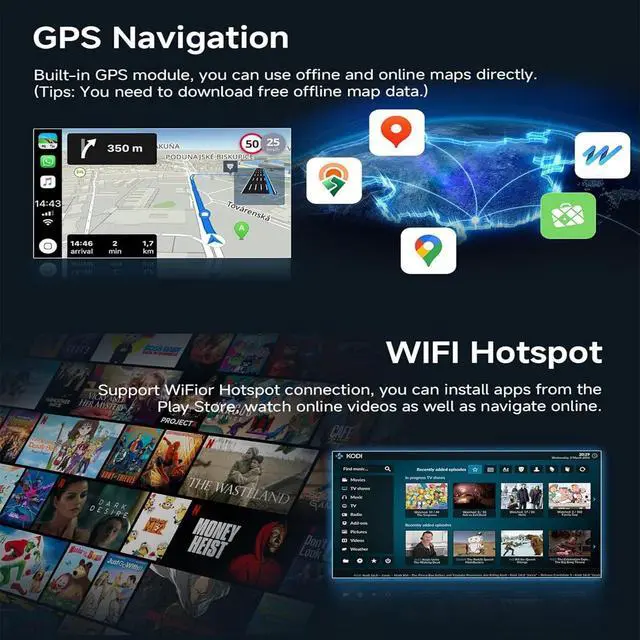 Alt view image 4 of 5 - Car Stereo Radio Fit for Cadillac CTS 2003-2007, 10" Touchscreen Car Radio Receivers with Carplay Android Auto GPS Head Unit Bluetooth WiFi Backup Camera - 2G+32GB