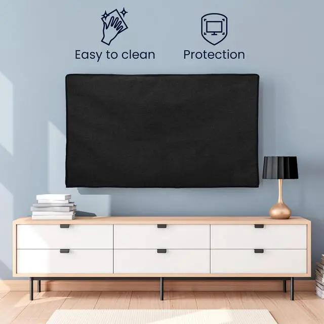 Alt view image 2 of 5 - kwmobile Dust Cover for 55" TV - Linen TV Display Protector for TVs - Protect Your TV Screen - Black