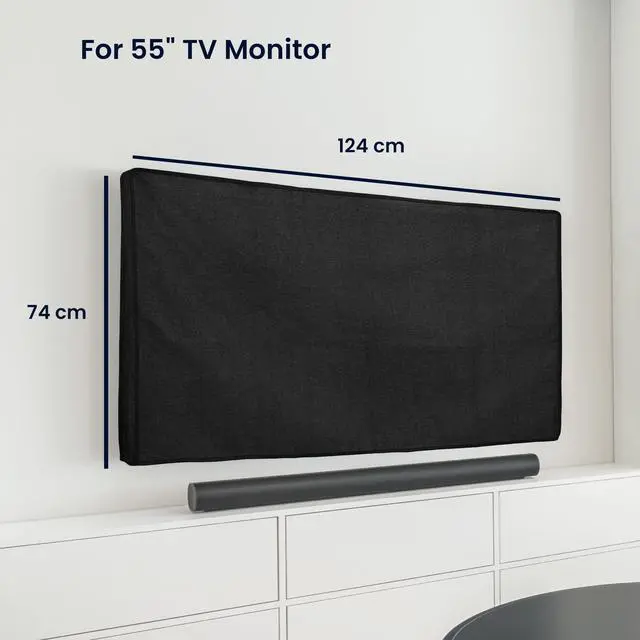 Alt view image 3 of 5 - kwmobile Dust Cover for 55" TV - Linen TV Display Protector for TVs - Protect Your TV Screen - Black