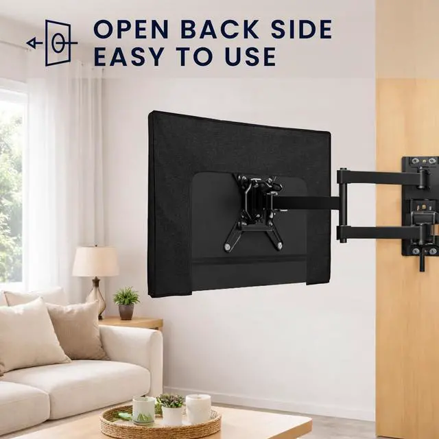 Alt view image 5 of 5 - kwmobile Dust Cover for 55" TV - Linen TV Display Protector for TVs - Protect Your TV Screen - Black