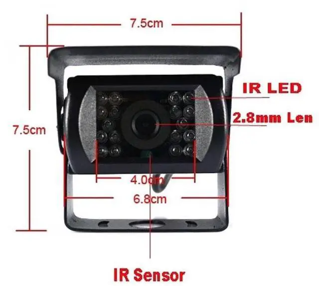 Alt view image 4 of 5 - Waterproof 4Pin CCD Bus Trailer 18 LED IR Night Vision Car Rear View Reverse Backup Camera for Bus Truck Motorhome 12V-24V (4Pin HEI(10m))