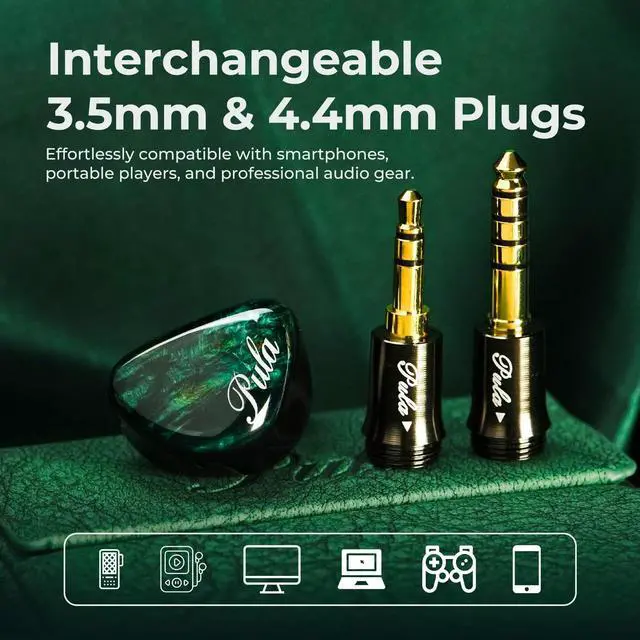Alt view image 5 of 5 - HiFiGo PulaAudio Unicrom IEM, Single Beryllium-Coated Dynamic Driver In-Ear Monitors, Unique Stabilized Wood Faceplate Wired Earbuds Includes Detachable Cable & 3.5/4.4mm Plugs for Audiophile Musician
