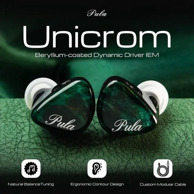 Alt view image 2 of 5 - HiFiGo PulaAudio Unicrom IEM, Single Beryllium-Coated Dynamic Driver In-Ear Monitors, Unique Stabilized Wood Faceplate Wired Earbuds Includes Detachable Cable & 3.5/4.4mm Plugs for Audiophile Musician