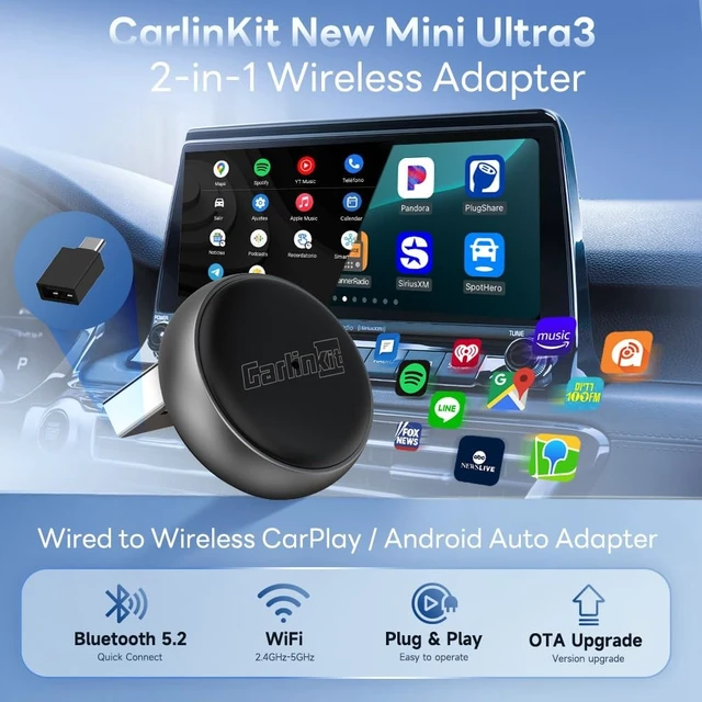 Alt view image 3 of 5 - Carlinkit Mini Ultra 3(Mini Design) Wireless CarPlay & Android Auto Adapter