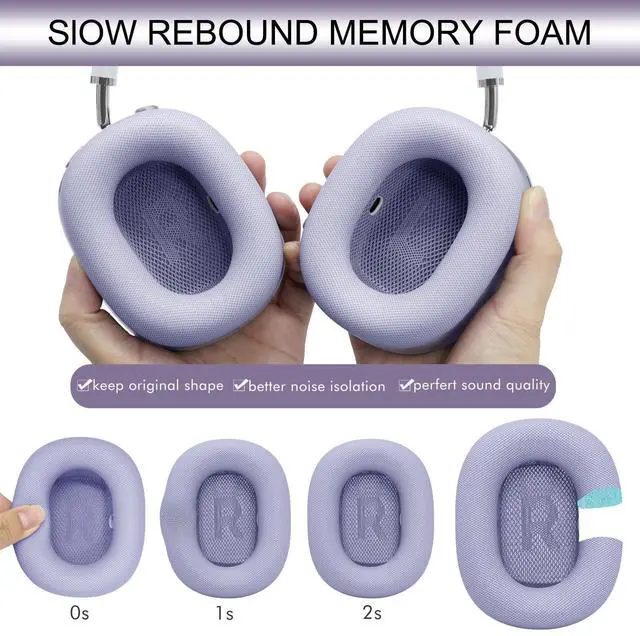 Alt view image 5 of 5 - GEVO Upgraded Ear Cushions Replacement Earpads for AirPods Max 1 & 2 Headphones, Protein Leather Ear Pads Cover with Memory Foam and Magnet for AirPods Max 1 & 2 (Purple)