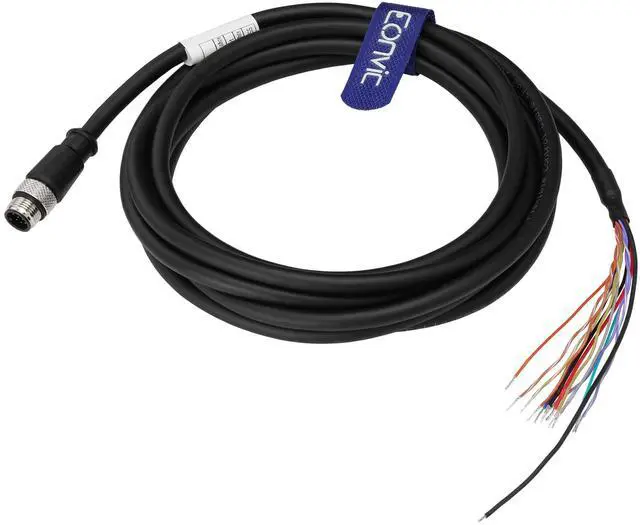 Main image of Eonvic M12 12 Pin A Code Male to Flying Leads CCB-PWRIO High Flex Shielded Cable for Cognex Camera in Sight 2000 Series Visual Sensors in Sight 2000 7000 8000 Zebra FXR90 Reader