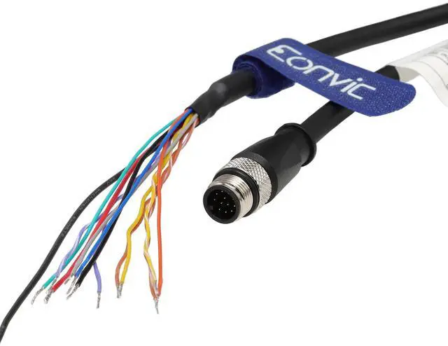 Alt view image 3 of 4 - Eonvic M12 12 Pin A Code Male to Flying Leads CCB-PWRIO High Flex Shielded Cable for Cognex Camera in Sight 2000 Series Visual Sensors in Sight 2000 7000 8000 Zebra FXR90 Reader