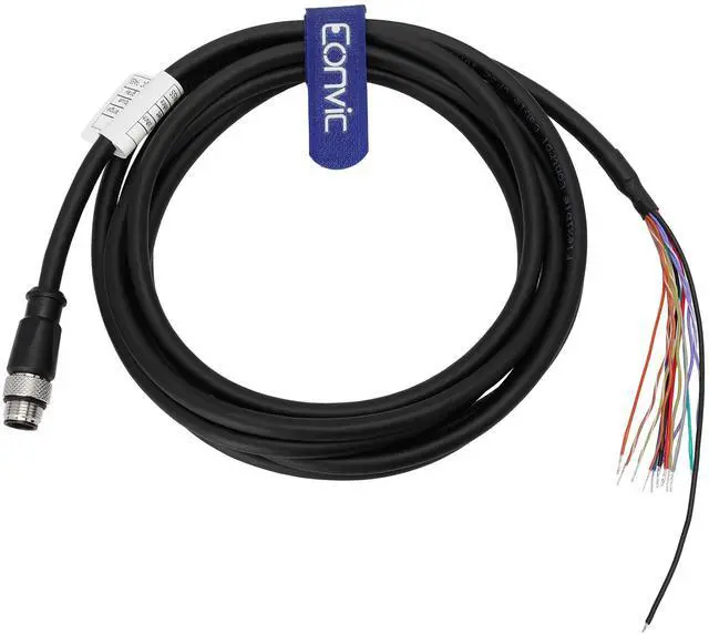Alt view image 4 of 4 - Eonvic M12 12 Pin A Code Male to Flying Leads CCB-PWRIO High Flex Shielded Cable for Cognex Camera in Sight 2000 Series Visual Sensors in Sight 2000 7000 8000 Zebra FXR90 Reader