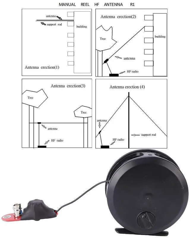 Alt view image 4 of 5 - Marhynchus Shortwave Reel Antenna, 3-30MHz Portable HF Antenna with 20m Wire and Low SWR 1.5, for Ham Radio Emergency Comm Rapid Field Operations