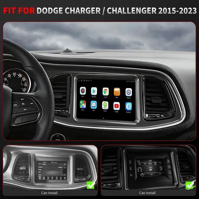 Alt view image 3 of 5 - 4G Network Radio for Dodge Challenger Charger 2015-2023 Upgrade,QLED Touch Screen Replacement,CarPlay and Android Auto Ready,Keep OEM Camera and SWC