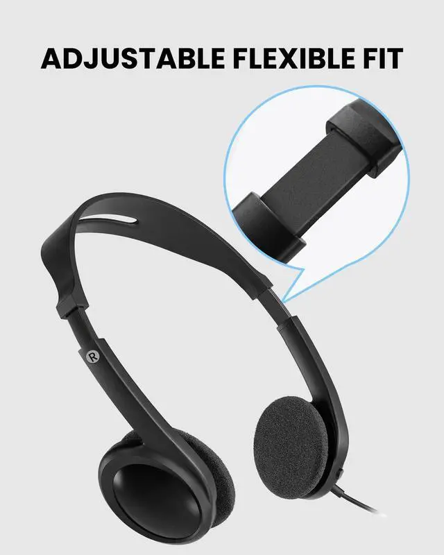 Alt view image 4 of 5 - Venucast HF11 Pack of 3 Wired On-Ear Headphones with 3.5mm Jack, Includes Replaceable Ear Cushions for Hygienic Public Use, Ideal for Church, School & Events