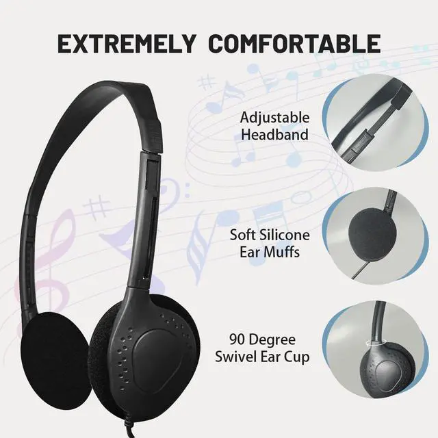 Alt view image 2 of 5 - WAHUWAY USB-C Headphones Bulk, 20-Pack Suitable for Classroom, School, Children, and Teenagers, USB Type-C Headphones Compatible with Pad and Smartphones (Black)