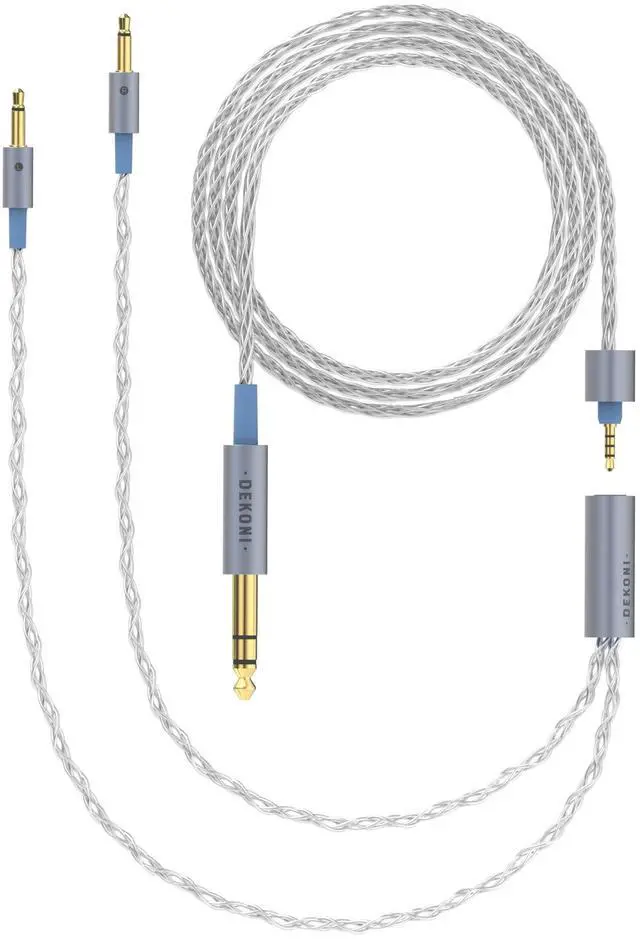 Main image of Dekoni Audio Ensemble Modular Headphone Cable ^^ Compatible with Hifiman Headphones, 64 Inch Cable Replacement ^^ 1/4 Inch 6.35mm Headphone Adapter, Braided Silver Plated Copper