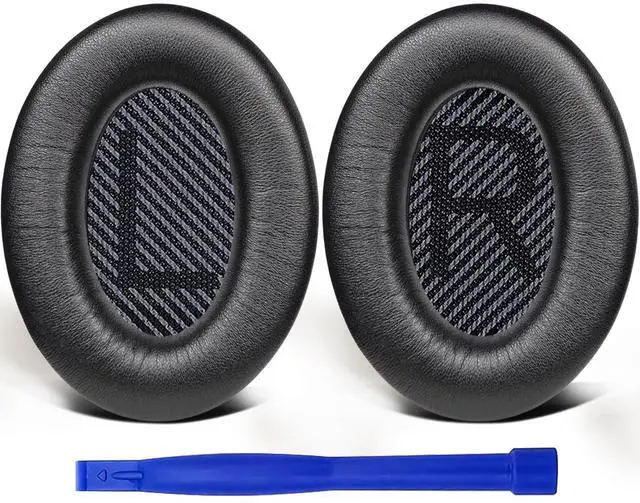 Main image of SoloWIT Lambskin Replacement Earpads Cushions for Bose QuietComfort 35 (QC35) & Quiet Comfort 35 II (QC35 ii) Headphones, Ear Pads with Noise Isolation Foam, Added Thickness (Brilliant Black)