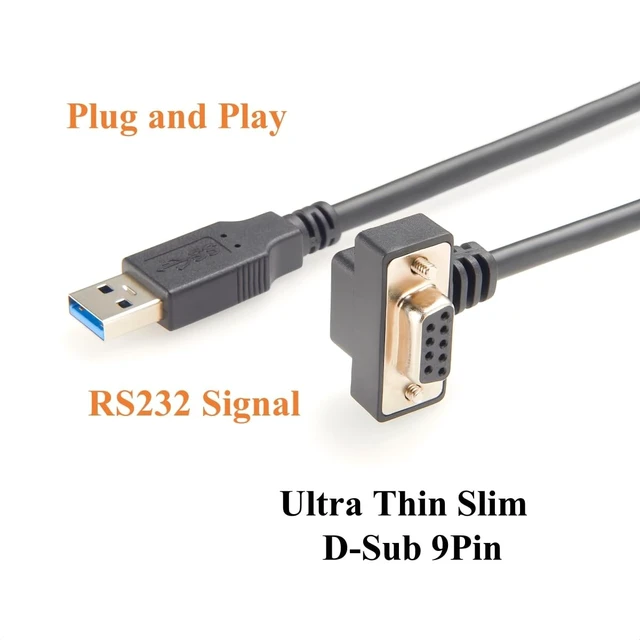 Alt view image 4 of 5 - Up/Down Angle USB 2.0 to RS232 Serial Converter Cable Low Profile with FTDI FT232RNL Chip Slim USB Type A Male to RS232 DB9 Female COM Port Cable for Windows XP/7/8/10/11/Vista (4Pin Up, 1M/3.28FT)