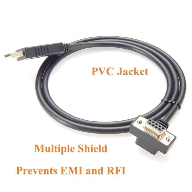 Alt view image 5 of 5 - Up/Down Angle USB 2.0 to RS232 Serial Converter Cable Low Profile with FTDI FT232RNL Chip Slim USB Type A Male to RS232 DB9 Female COM Port Cable for Windows XP/7/8/10/11/Vista (4Pin Up, 1M/3.28FT)
