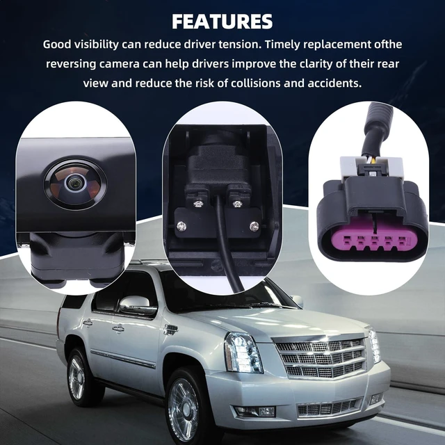 Alt view image 5 of 5 - Rear View Backup Camera Fit for Cadillac Escalade for Chevrolet Suburban 2007-2008 Tahoe 2007-2013 Yukon 2007-2008 Parking Reverse Camera Replacement 590-076, GM1960104