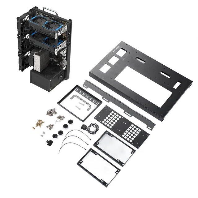 Alt view image 2 of 5 - Computer ATX Open Motherboard Rack, DIY Computer Motherboard Case Rack,ATX MATX PC Motherboard Case Frame, Gaming PC Case Open Frame with Handle, Supports Water Coolers