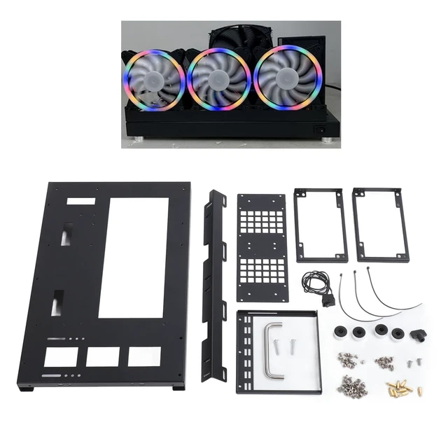 Alt view image 3 of 5 - Computer ATX Open Motherboard Rack, DIY Computer Motherboard Case Rack,ATX MATX PC Motherboard Case Frame, Gaming PC Case Open Frame with Handle, Supports Water Coolers