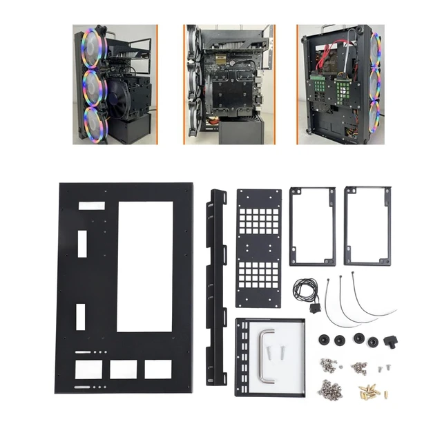Alt view image 4 of 5 - Computer ATX Open Motherboard Rack, DIY Computer Motherboard Case Rack,ATX MATX PC Motherboard Case Frame, Gaming PC Case Open Frame with Handle, Supports Water Coolers