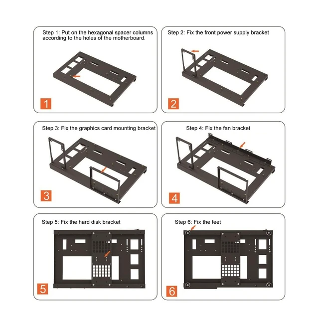 Alt view image 5 of 5 - Computer ATX Open Motherboard Rack, DIY Computer Motherboard Case Rack,ATX MATX PC Motherboard Case Frame, Gaming PC Case Open Frame with Handle, Supports Water Coolers