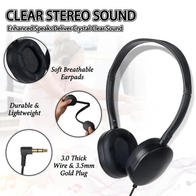 Alt view image 3 of 5 - TJZXGUI 100 Pack Bulk Headphones for Kids Classroom School,Wired On Ear