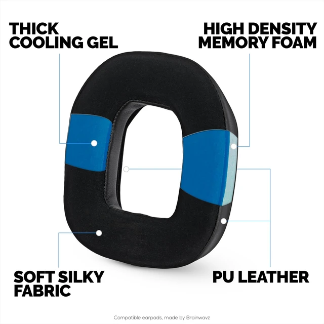 Alt view image 3 of 5 - Hybrid Earpads for Logitech Astro A50 GEN4, A50 GEN5 and A50X Headsets. Cooling Gel Gaming Cushions with Super Soft Fabric & Thick Memory Foam, Additional Comfort By Brainwavz