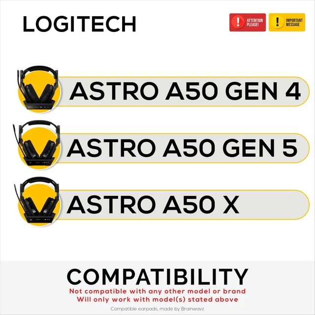 Alt view image 2 of 5 - Hybrid Earpads for Logitech Astro A50 GEN4, A50 GEN5 and A50X Headsets. Cooling Gel Gaming Cushions with Super Soft Fabric & Thick Memory Foam, Additional Comfort By Brainwavz