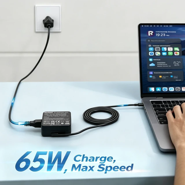Alt view image 2 of 5 - Varbmt 65W USB C Laptop Charger for Lenovo ThinkPad X1 X13 T14 T15 E14 E15 T480s T490 E480 Yoga 7i 9i Thinkbook 13s 14 15 16 Plus G4 Type-C Laptop Power Adapter