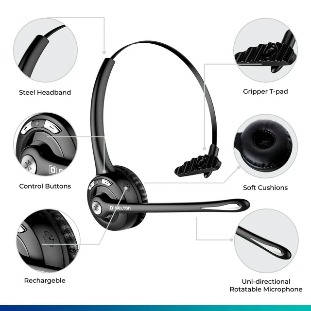 Alt view image 4 of 5 - Delton 10X Trucker Bluetooth Headset, Wireless Headphones w/Microphone