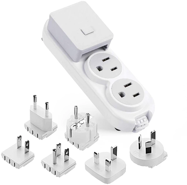 Main image of Ceptics Travel Power Strip W/ Adapter Plug Set - Equipped with USB, Type C for iPhone, Chargers, Cell Phones, Laptop - Plugs for Europe, Asia, China, USA, Africa, South America PS-2U