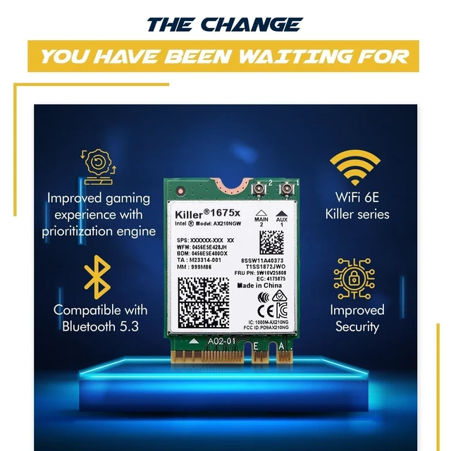 Alt view image 4 of 5 - Killer Series for Intel AX1675x Gaming WiFi 6E Adapter Upgrade ^^ M.2 WiFi Card for PC ^^ 2.4 Gbps WiFi ^^ Bluetooth 5.3 Compatible ^^ for Most Intel and AMD Systems