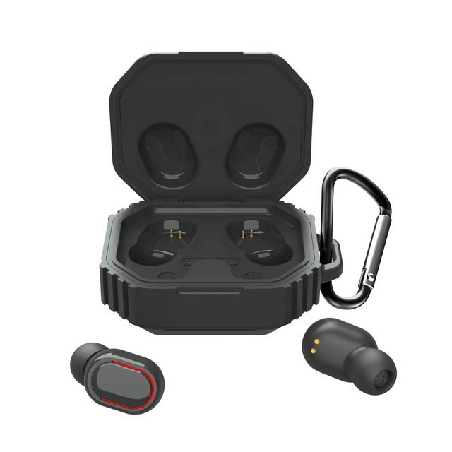 Alt view image 2 of 4 - TOPTECH Blast BA-33 Wireless Earbuds, Bluetooth 5.4 True Wireless Earbuds with Microphone, 8mm Dual-Woofer Drivers, Voice Assistant, Button Controls & Portable Clip-On Charging Case,Grey
