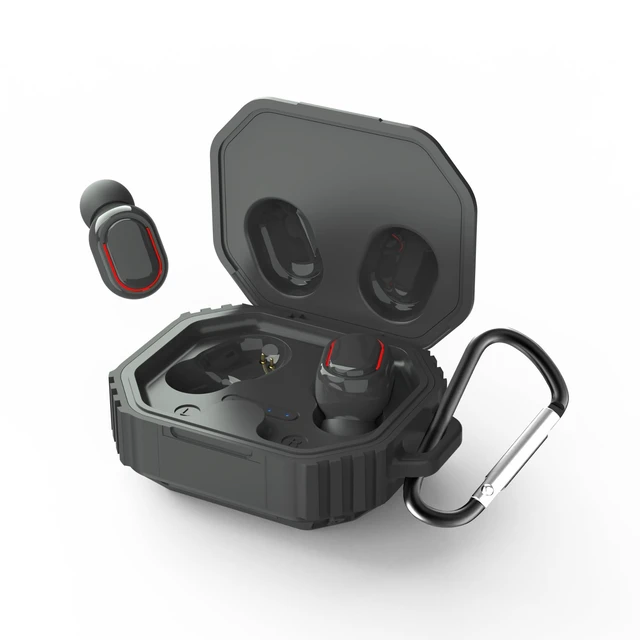 Alt view image 3 of 4 - TOPTECH Blast BA-33 Wireless Earbuds, Bluetooth 5.4 True Wireless Earbuds with Microphone, 8mm Dual-Woofer Drivers, Voice Assistant, Button Controls & Portable Clip-On Charging Case,Grey