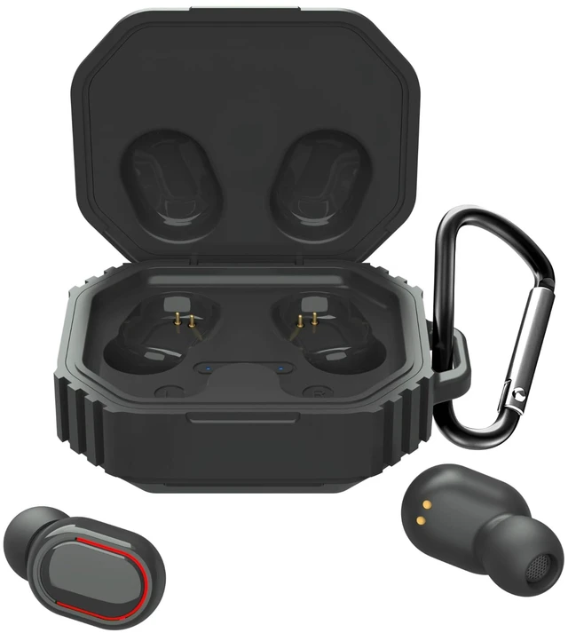 Main image of TOPTECH Blast BA-33 Wireless Earbuds, Bluetooth 5.4 True Wireless Earbuds with Microphone, 8mm Dual-Woofer Drivers, Voice Assistant, Button Controls & Portable Clip-On Charging Case,Grey