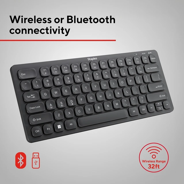 Alt view image 4 of 5 - Staples TECH Mini Slim Wireless Keyboard, Black