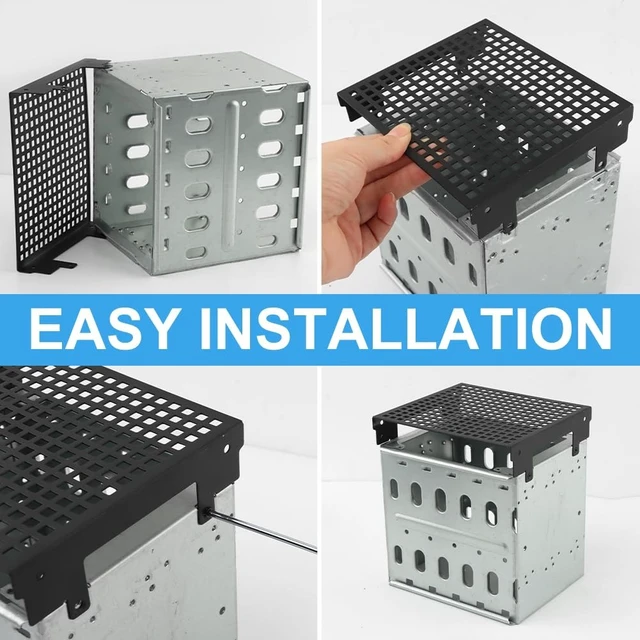 Alt view image 4 of 5 - 5-Bay 3.5" Hard Drive Cage for 5.25" Bay, 12cm Cooling Fan Included, Stainless Steel HDD Rack Enclosure for PC Case Optical Drive Slot, SATA HDD Support
