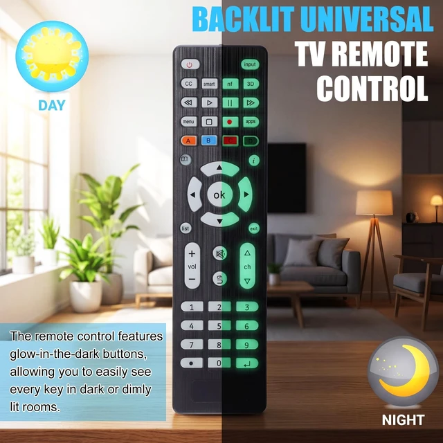 Alt view image 2 of 5 - Saysurey 10 Pack Universal TV Remote Control Bulk, Glow in The Dark
