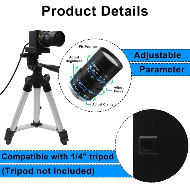 Alt view image 3 of 5 - Hotpet 16MP USB Camera with 5-50mm Manual Varifocal Lens for Lightburn