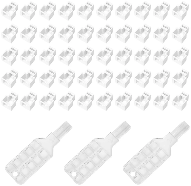 Main image of 50-Pack RJ45 Network Cable Locks with 3 Keys,Secures Ethernet Cables Against Unauthorized Disconnection,Made of High-Strength ABS,Compatible with Cat5e,Cat6 and Cat7 Patch Cords (Transparent)
