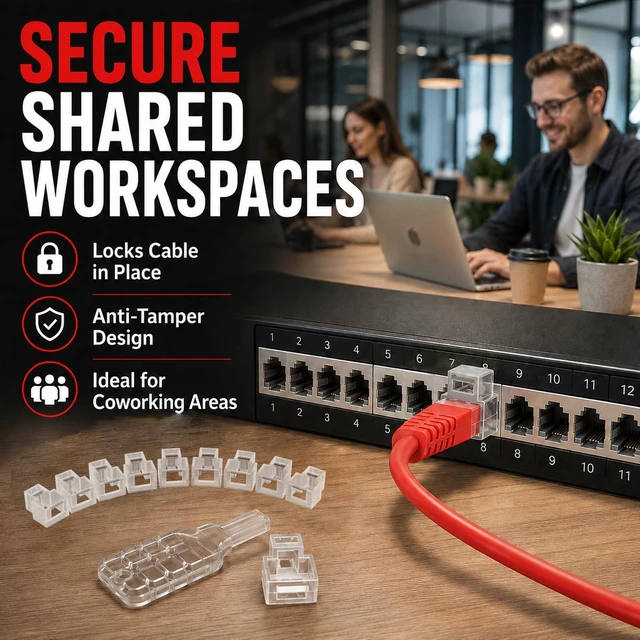 Alt view image 2 of 5 - 50-Pack RJ45 Network Cable Locks with 3 Keys,Secures Ethernet Cables Against Unauthorized Disconnection,Made of High-Strength ABS,Compatible with Cat5e,Cat6 and Cat7 Patch Cords (Transparent)