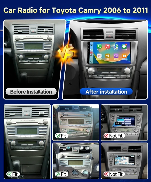 Alt view image 2 of 5 - VQU 8Core 4G+64G Car Stereo fit to Toyota Camry 2006-2011 No J.B.L