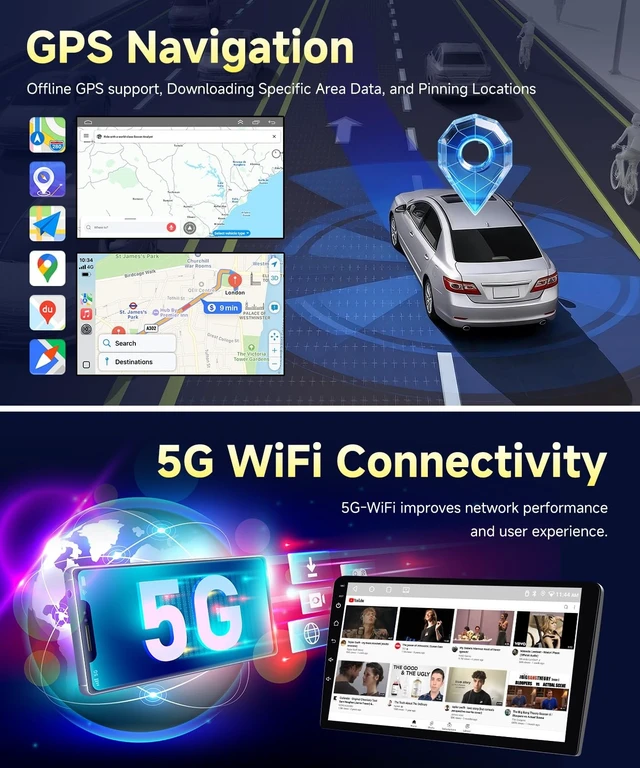 Alt view image 4 of 5 - VQU 8Core 4G+64G Car Stereo fit to Toyota Camry 2006-2011 No J.B.L
