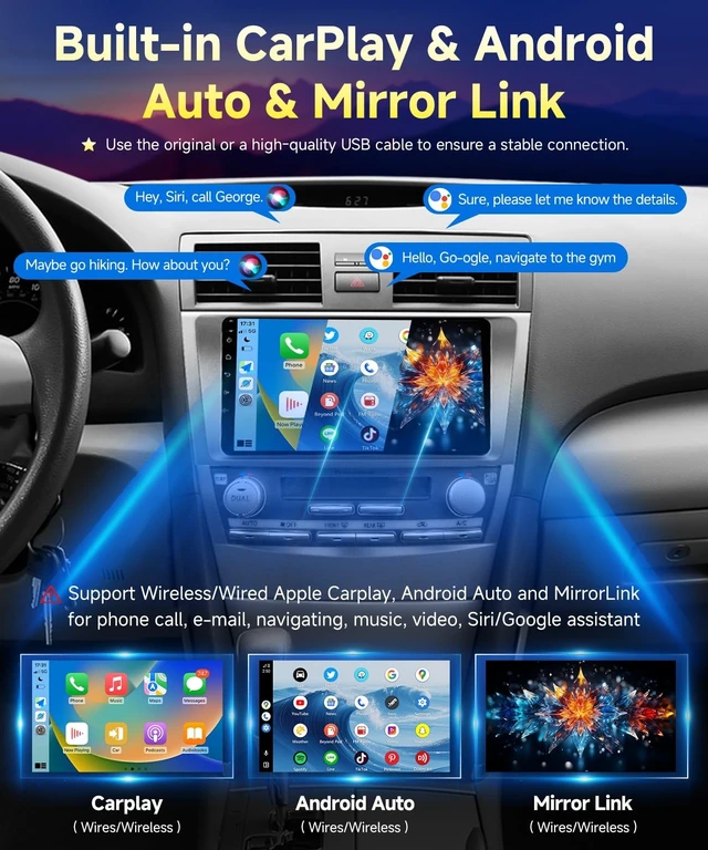 Alt view image 3 of 5 - VQU 8Core 4G+64G Car Stereo fit to Toyota Camry 2006-2011 No J.B.L