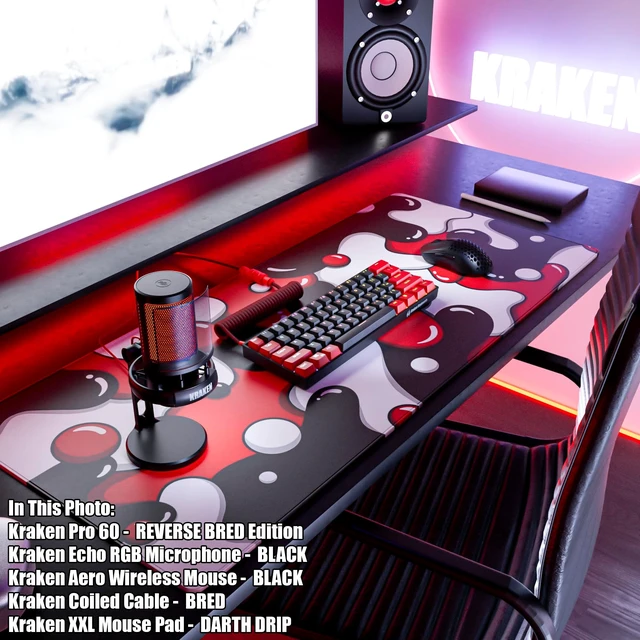 Alt view image 4 of 4 - Kraken Black & Red Coiled Keyboard Cable - Artisan Red Coiled USB C Cable with Aviator Connector for Mechanical Gaming Keyboards (BRED)