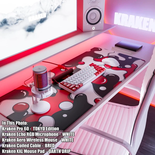 Alt view image 3 of 4 - Kraken Black & Red Coiled Keyboard Cable - Artisan Red Coiled USB C Cable with Aviator Connector for Mechanical Gaming Keyboards (BRED)