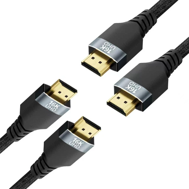 Main image of UPPDEFFST 2 Pack 96Gbps HDMI 2.2 Cables 2FT,16K@60Hz,4K@240/480Hz Ultra High Speed Braided Gold-Plated Cord,Supports HDR10+,eARC,DTS:X, HDCP 2.2/2.1,Compatible with PS5,PS4, Xbox,Gaming PC,Monitor,