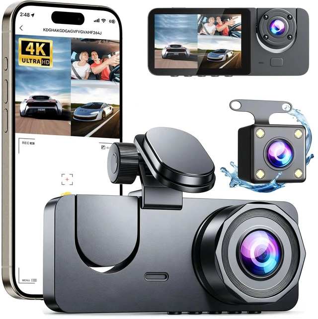 Main image of Dash Cam Front and Rear Inside 3 Channel, 4K+1080P Dash Camera for Cars